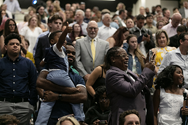 Parents and families in the stands at Commencement