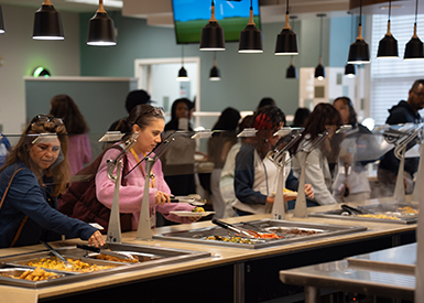 Students in Young Dining hall