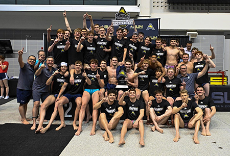 Men's swimming ASUN champions group photo