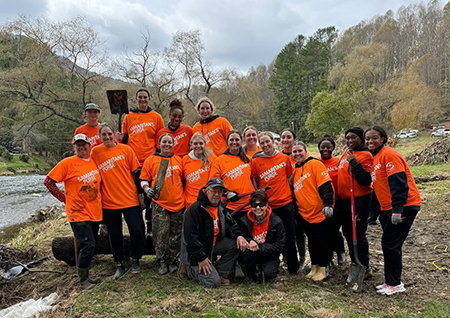 Women's softball team helping with Helene cleanup