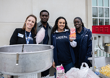 Students and staff at Homecoming