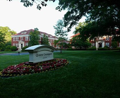 Front lawn and sign of Queens