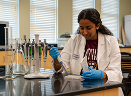 Student in biology lab